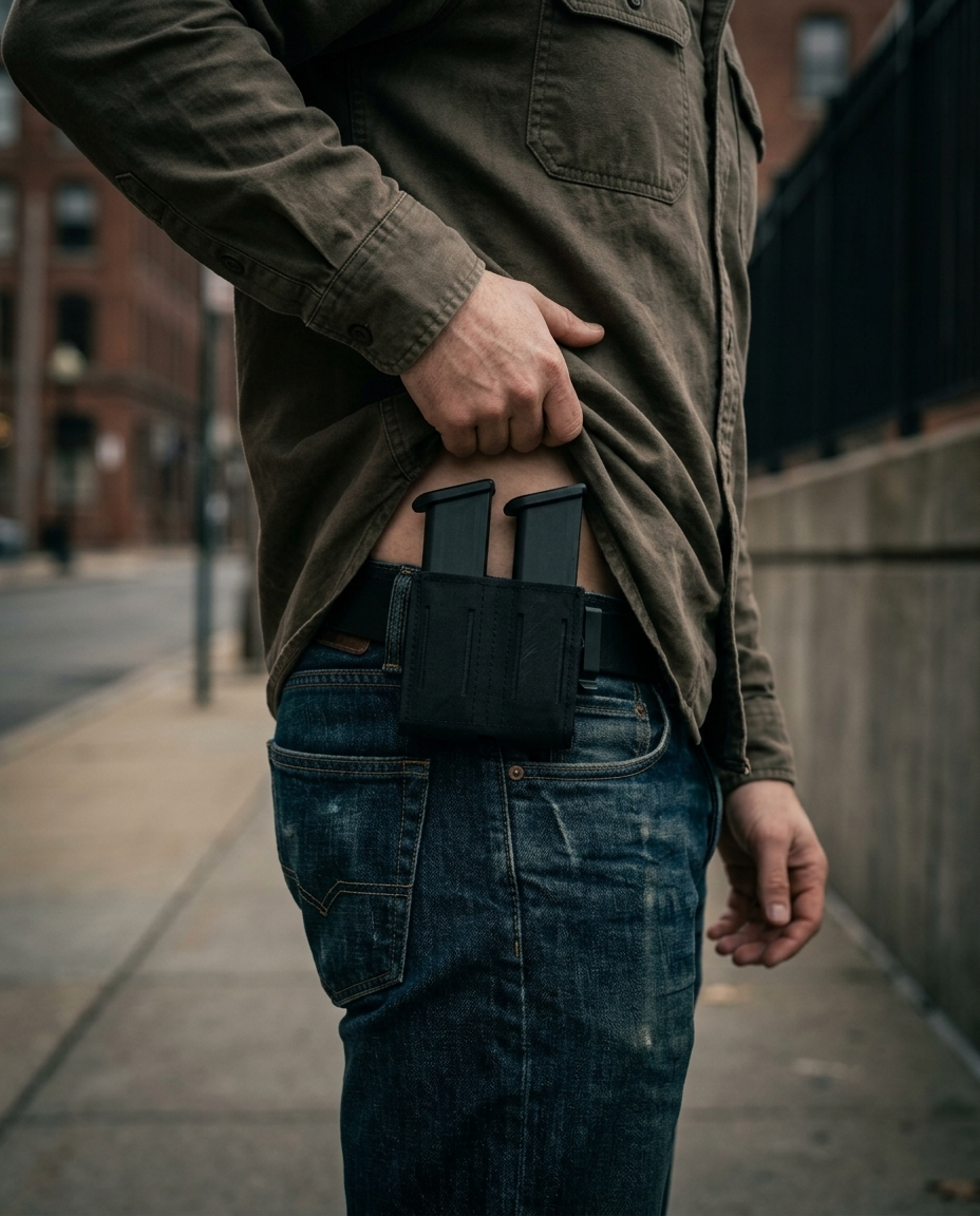 Low-Profile Double Magazine Pouch: Inside the waistband