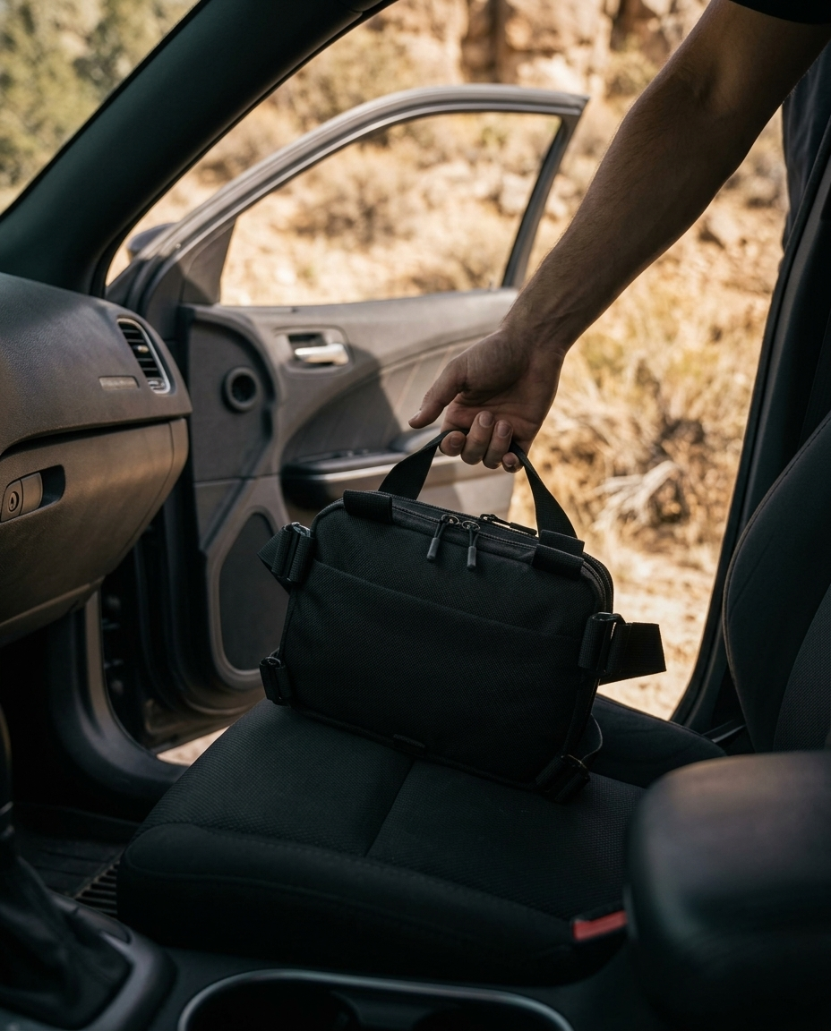Expandable Concealment Carry Bag: Vehicle