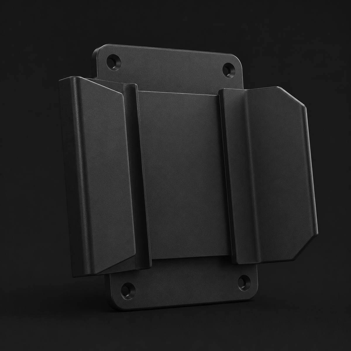 ICONTACTIC Magnetic Handgun Mount, concept render pending supplier verification, mount only with no firearm, alternate angle of the mounting plate on graphite