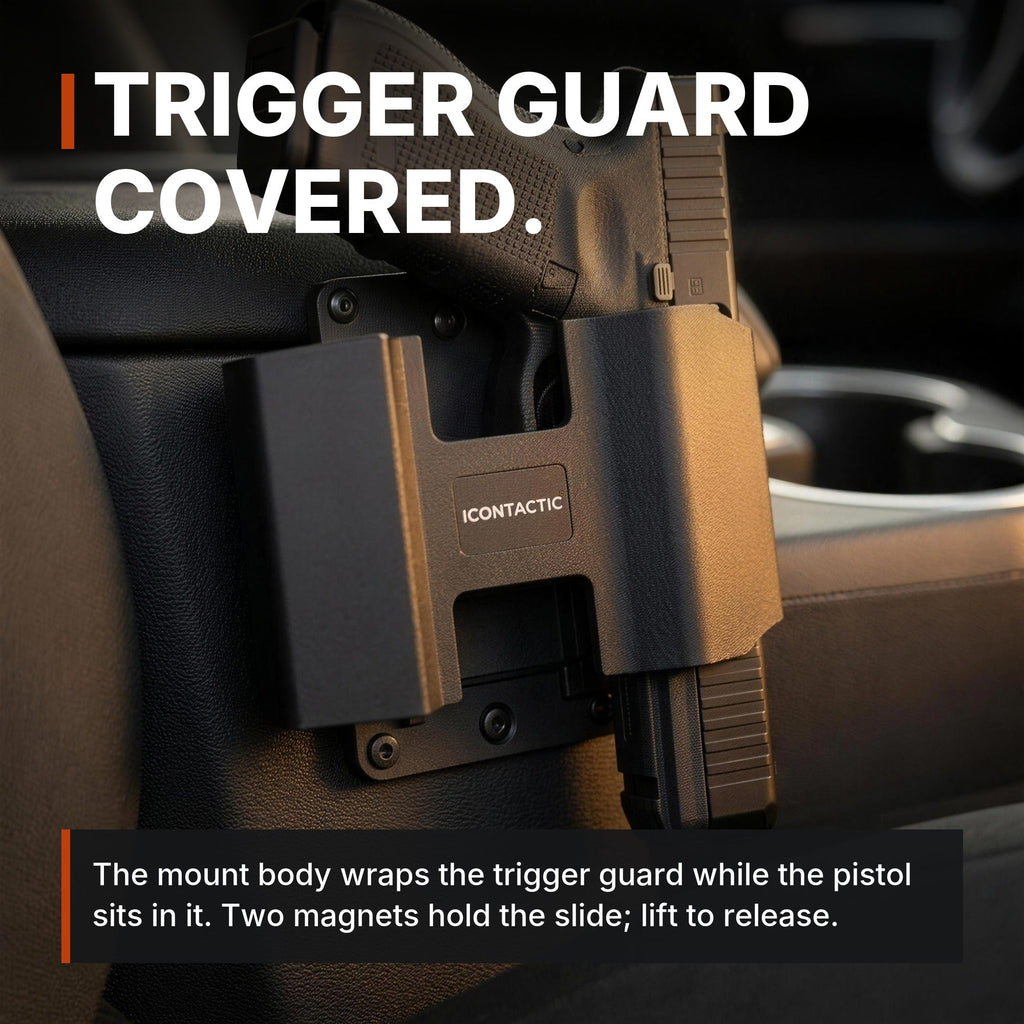Magnetic Handgun Mount close-up: trigger guard covered