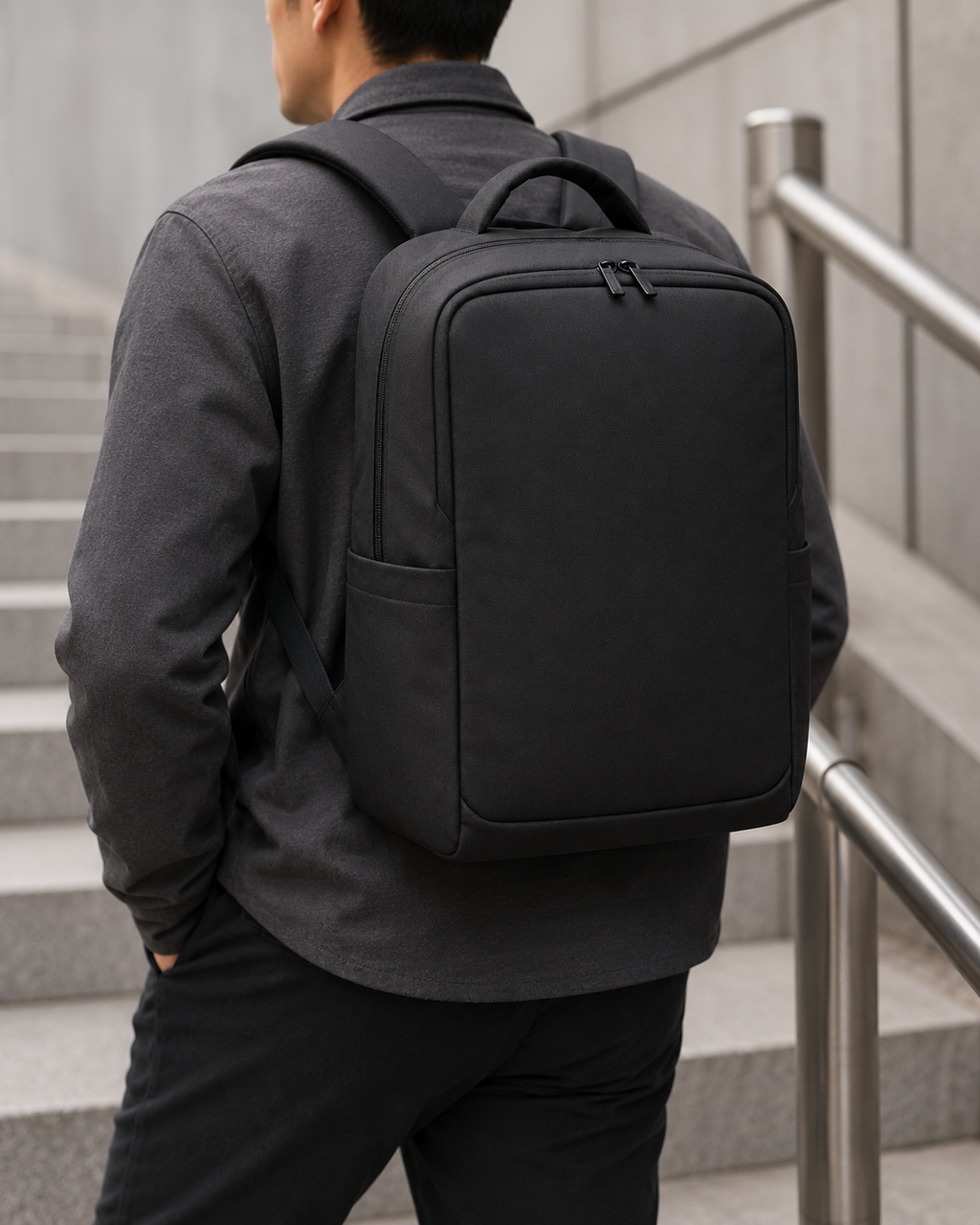 ICONTACTIC 14L Modular Backpack, concept render pending supplier verification, worn on the back in an urban setting, illustrative