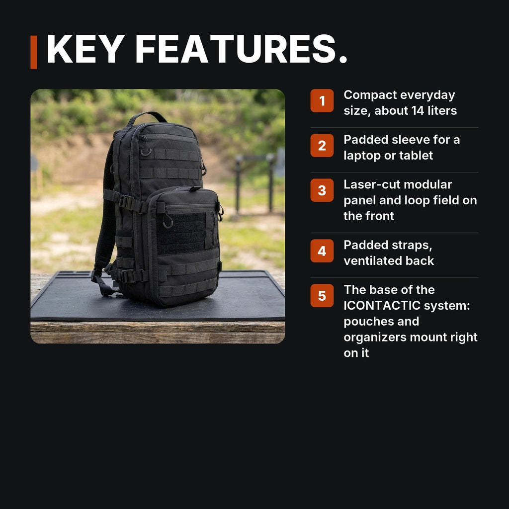 14L Modular Backpack infographic: Key features