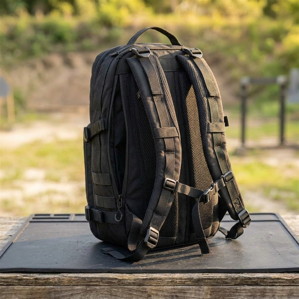 Padded straps, ventilated back panel.