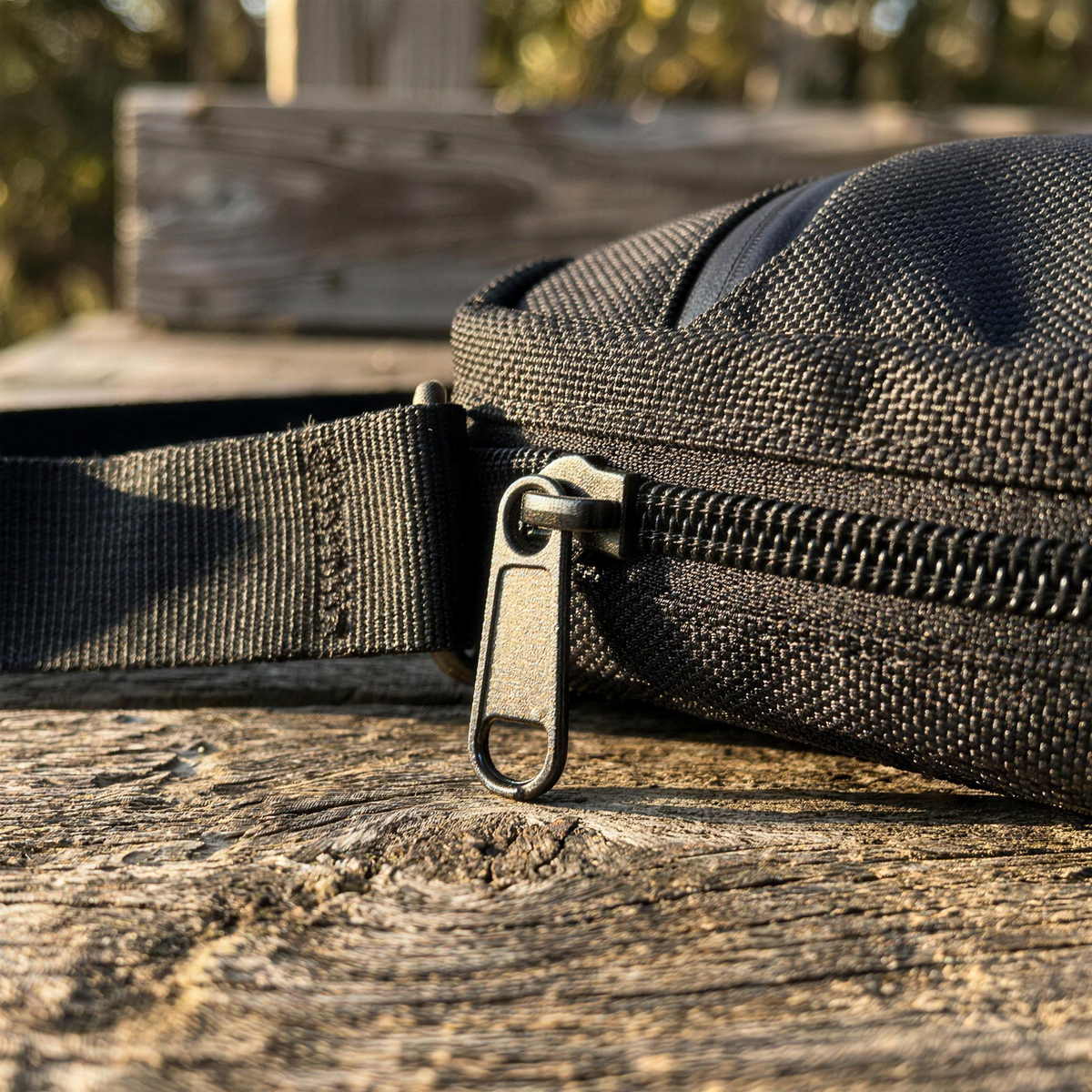 ICONTACTIC Full-Size Concealment Carry Bag, concept render pending supplier verification, close-up of the pull tab and zipper