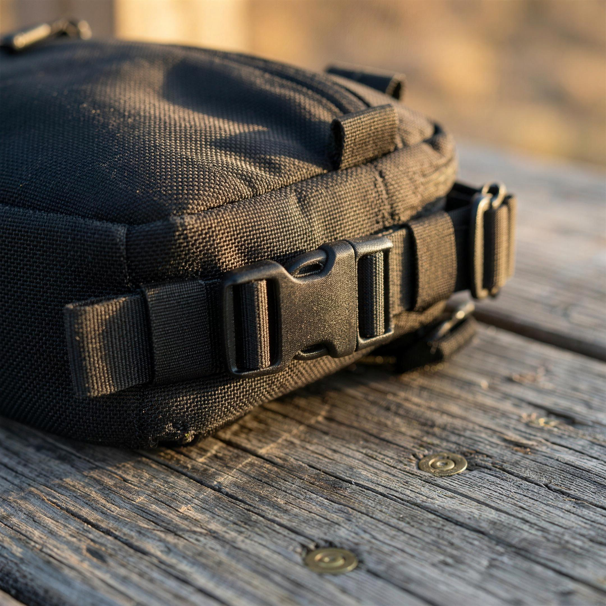 ICONTACTIC Expandable Concealment Carry Bag, concept render pending supplier verification, close-up of the compression straps and side buckles
