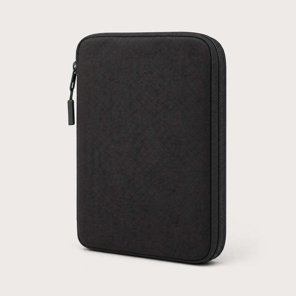 ICONTACTIC Compact Zip Organizer, concept render pending supplier verification, closed, on light grey