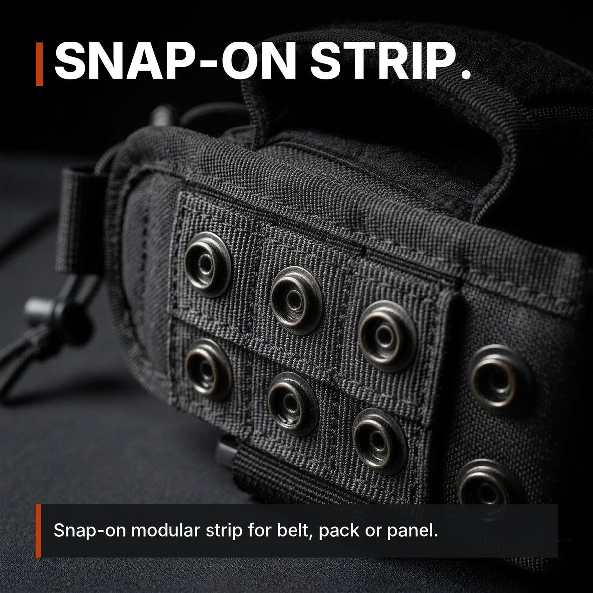 Adjustable Radio Carrier infographic: Snap-on strip