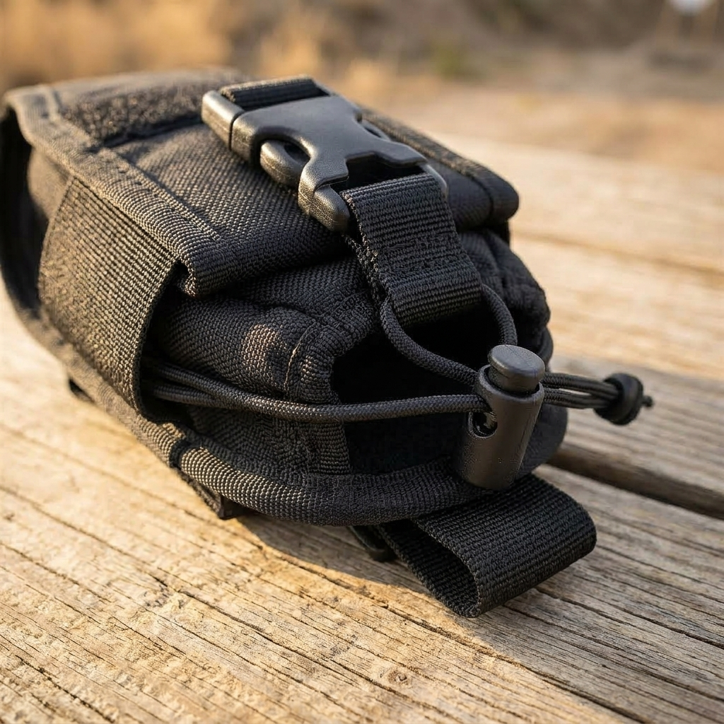 Cinch cord and quick-release buckle.