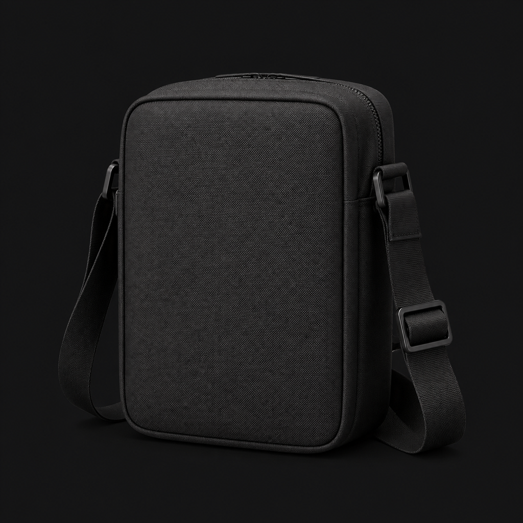ICONTACTIC Modular Crossbody Bag, concept render pending supplier verification, front three-quarter view on graphite