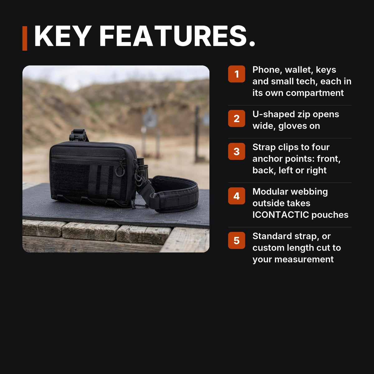 Modular Crossbody Bag infographic: Key features