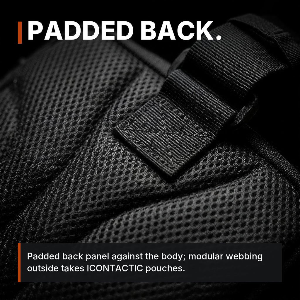 Modular Crossbody Bag infographic: Padded back