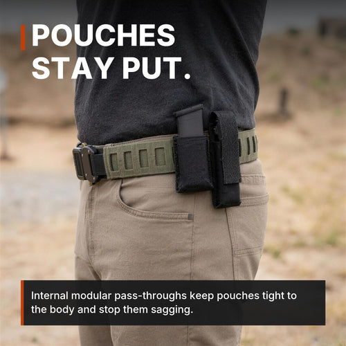 ICONTACTIC Outer Equipment Belt with pouches, headline: pouches stay put. Concept render, illustrative