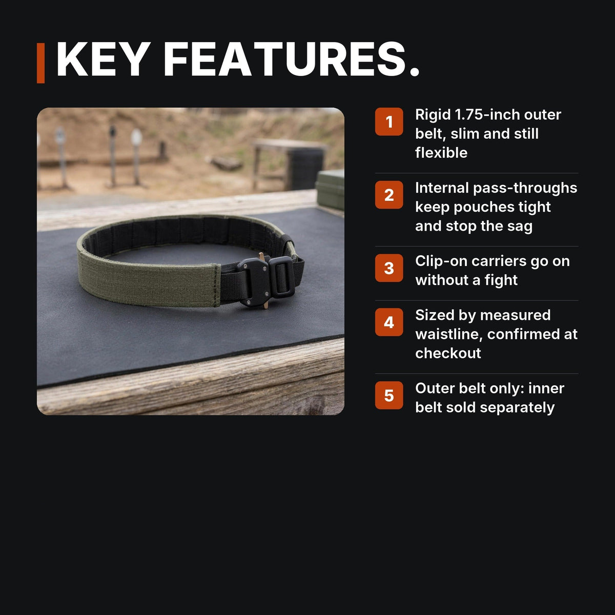1.75 inch Outer Equipment Belt infographic: Key features