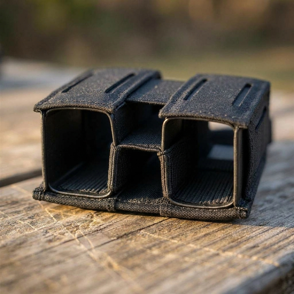 Semi-rigid, holds its shape empty.