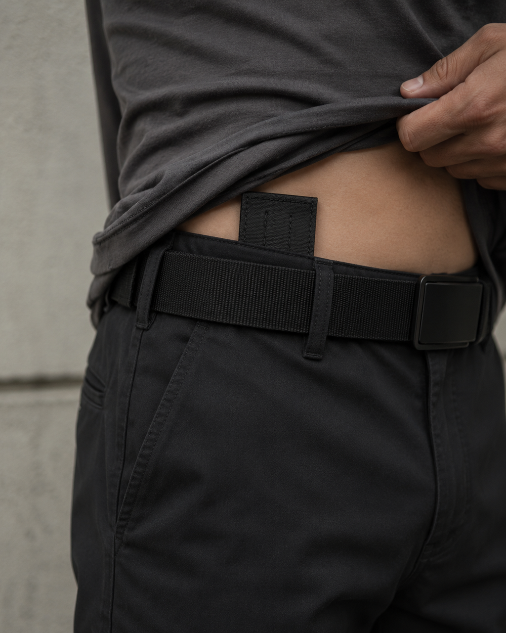 ICONTACTIC Low-Profile Single Magazine Pouch, concept render pending supplier verification, worn empty inside the waistband, illustrative