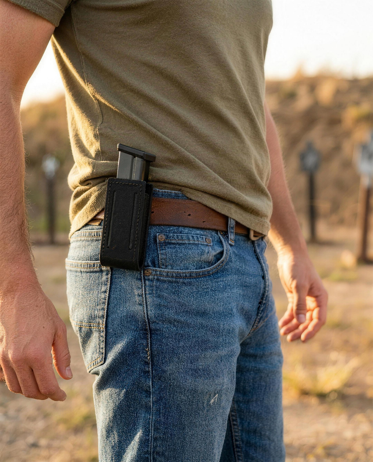 ICONTACTIC Low-Profile Single Magazine Pouch, concept render pending supplier verification, worn on a belt with one magazine, no firearm, illustrative
