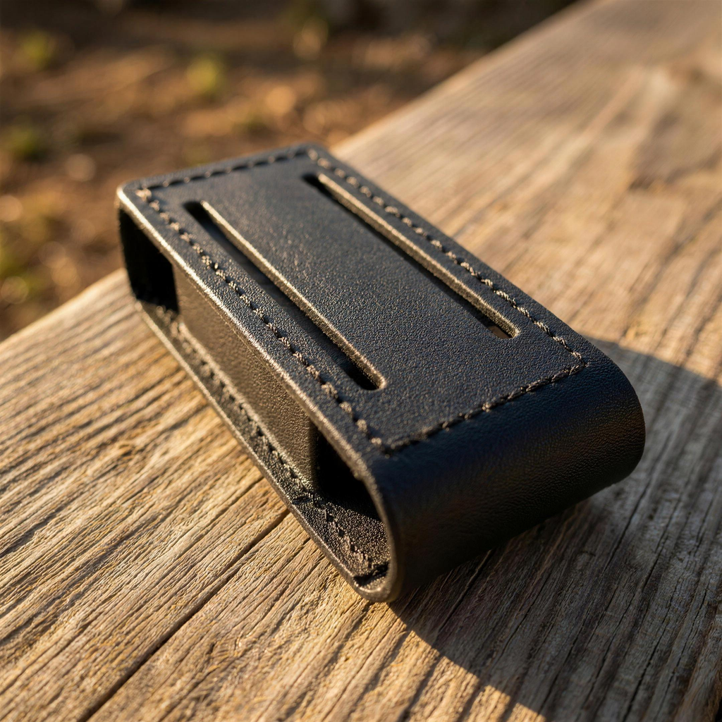 ICONTACTIC Low-Profile Single Magazine Pouch, concept render pending supplier verification, close-up of the shell, stitching and belt slots