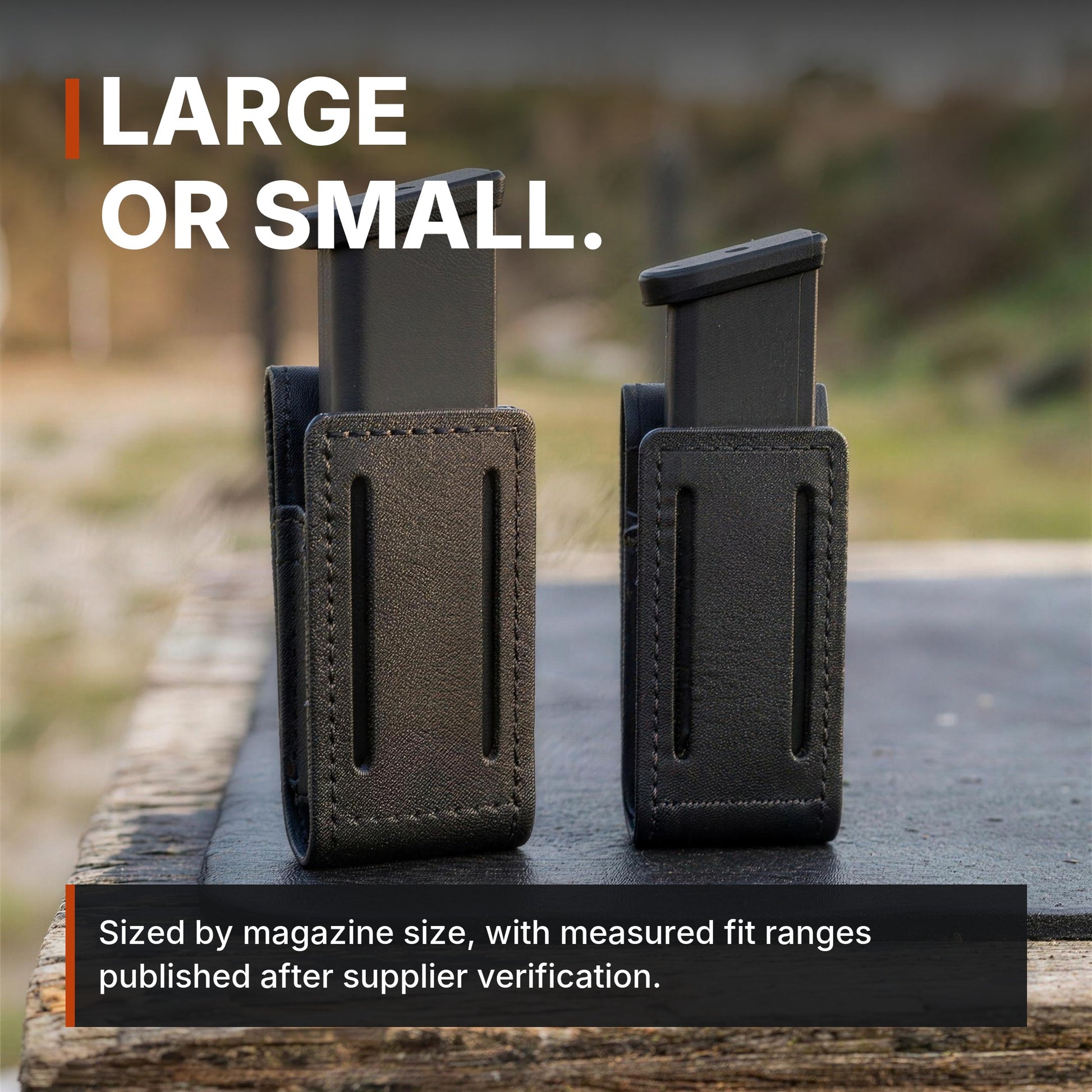 Large or Small. ICONTACTIC Low-Profile Single Magazine Pouch infographic. Concept render, illustrative