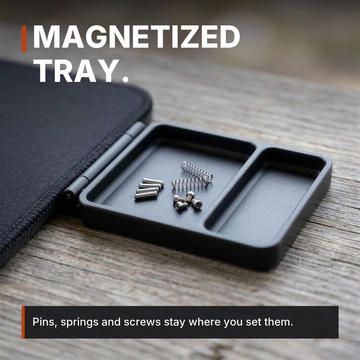 Magnetized tray. ICONTACTIC Maintenance Mat infographic. Concept render, illustrative