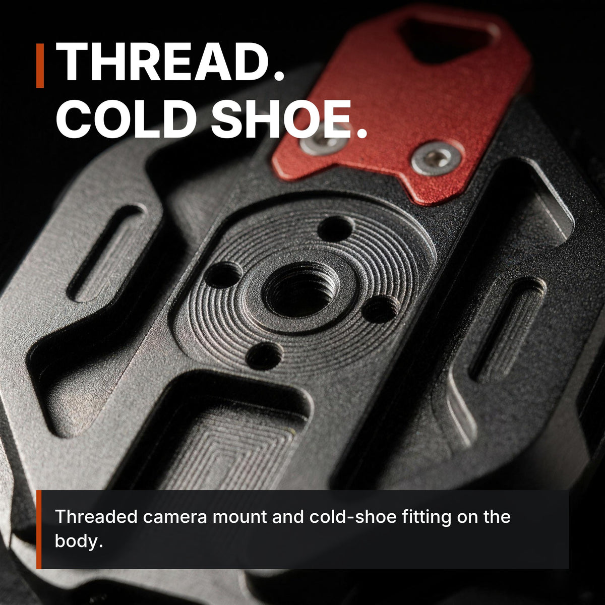 ICONTACTIC Magnetic Phone Mount for Straps and Webbing infographic: Thread and cold shoe