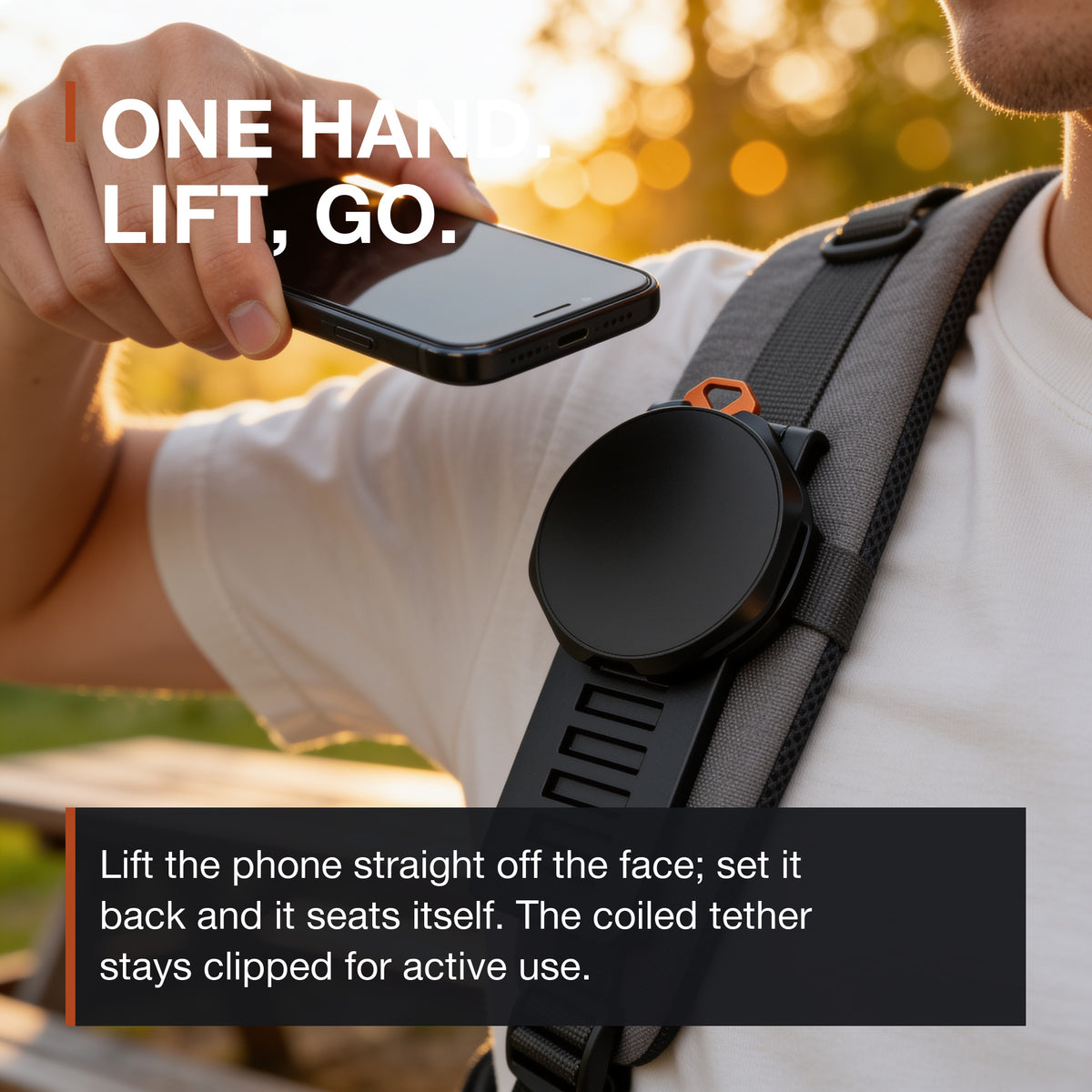 Magnetic Phone Mount: one hand, lift, go