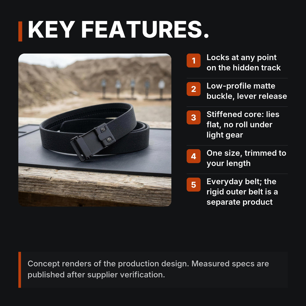 ICONTACTIC 1.5-Inch Nylon Ratchet Belt infographic: Key features