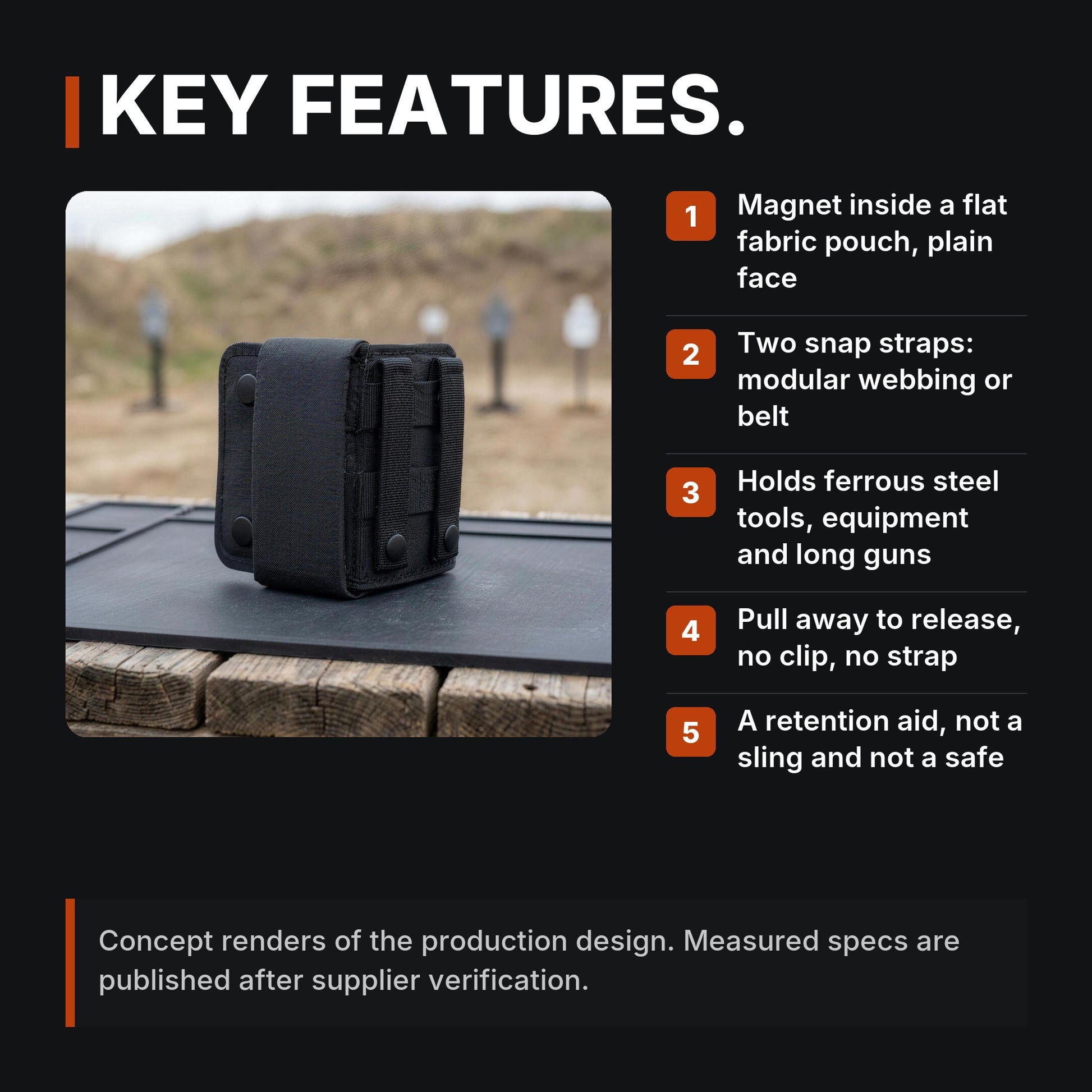 ICONTACTIC Magnetic Retention Catch infographic: Key features