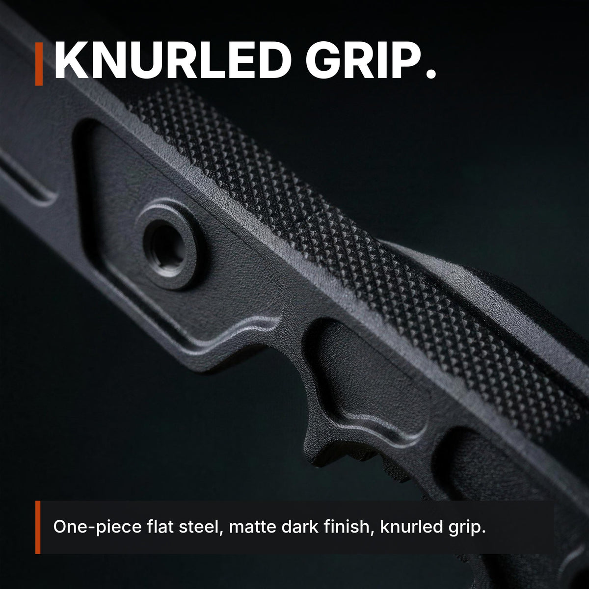 Compact Rescue Pry Bar infographic: Knurled grip