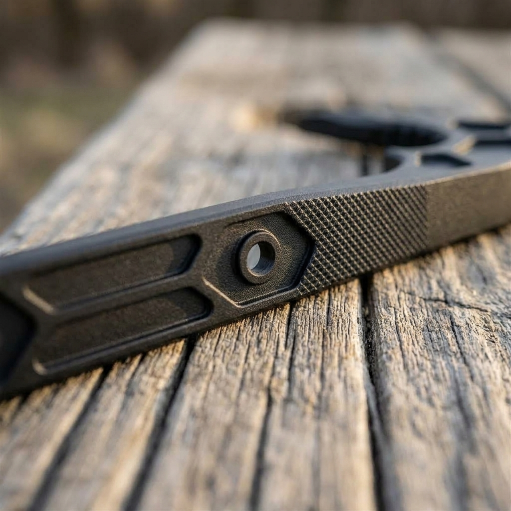 Milled pockets, knurled panels.