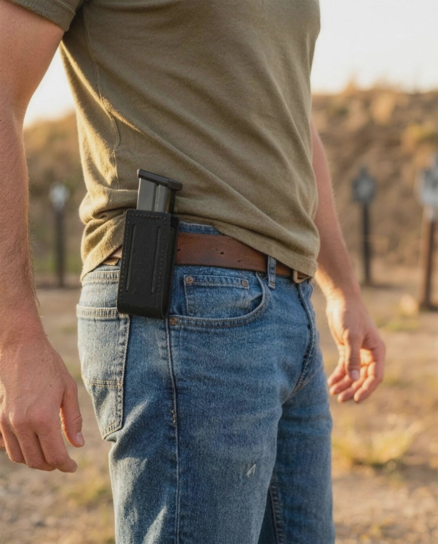 ICONTACTIC Low-Profile Single Magazine Pouch, short product clip. Concept render, illustrative